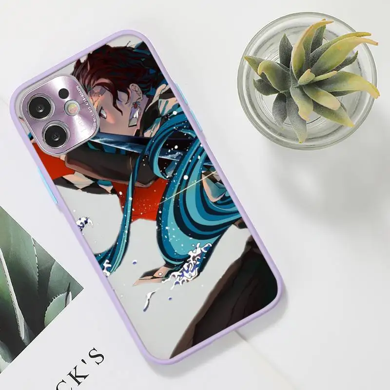 

Demon Slayer Phone Case purple matte transparent For iPhone 7 8 x xs xr 11 12 pro plus max mini Clear Funda