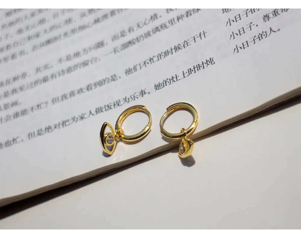 Серьги из стерлингового серебра S925 пробы, модные серьги из циркония с золотым глазом, модные серьги для женщин и девушек, ювелирные изделия для ушей
