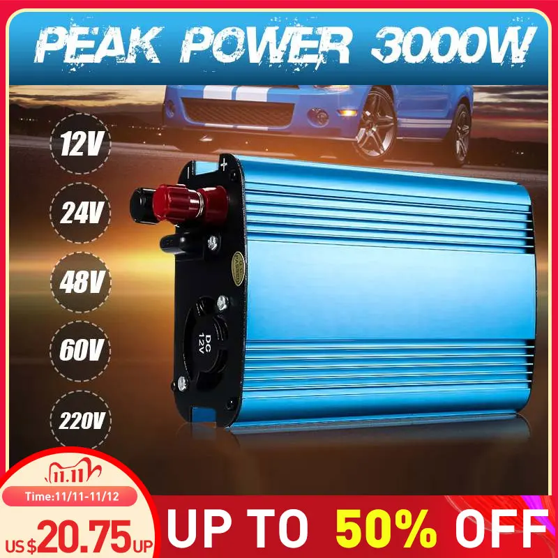 Автомобильный инвертор 3000 Вт DC 12 V/24 V/48/60V к переменному току 220V Напряжение