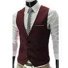 Модный мужской жилет, однотонный блейзер с v-образным вырезом без рукавов на пуговицах размера плюс, деловой пиджак