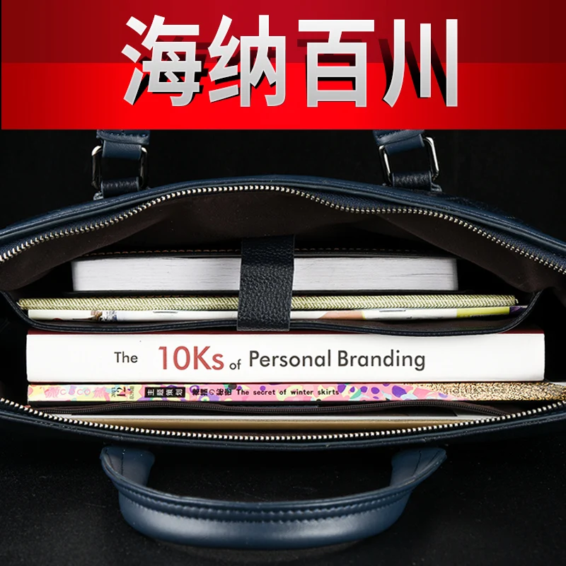 Men's Bag Business Cowhide Shoulder Bag Messenger Bag Men's Bag Rhombus Portable Briefcase shoulder bag  bag