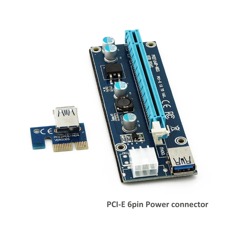 5 шт. PCI-E Riser PCI E Express 1X to 16X Card USB 3 0 SATA 6Pin кабели для BTC Bitcoin Mining Antminer |