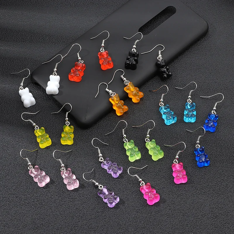 

originality statement minimalist dangle earring jelly Polychromatic Bear drop earrings fashion minimalist stud earings for women