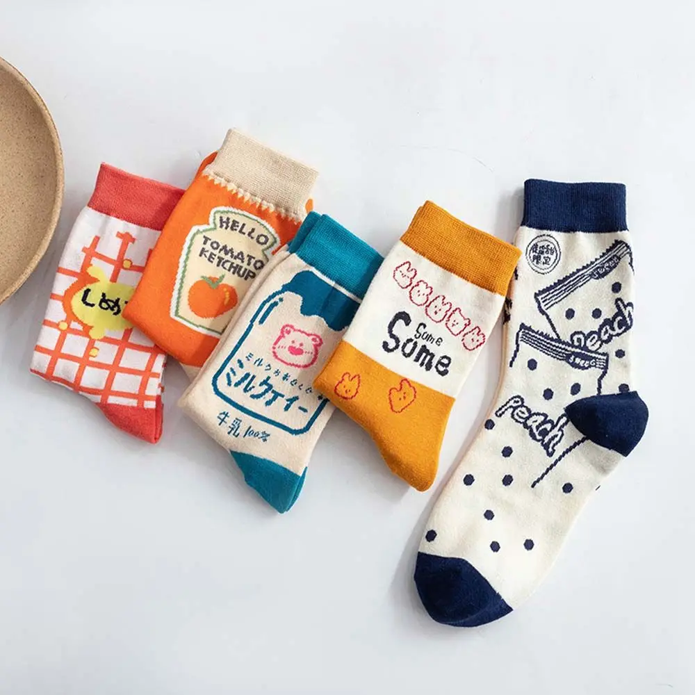 

Носки сок в стиле Харадзюку для колледжа, Женские Спортивные смешные носки в полоску, женские Чулочные изделия, носки средней длины в Корейс...