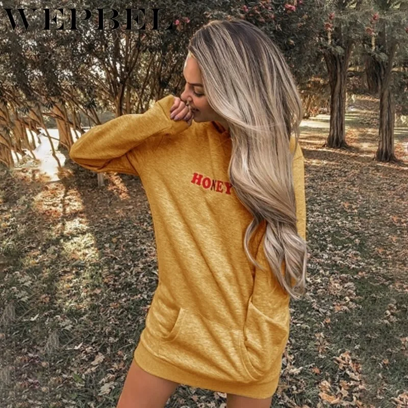 

WEPBEL Women Fashion Autumn Winter Warm Loose Hoodies Long Sleeve Pullover Pocket Hooded Sweater Tops