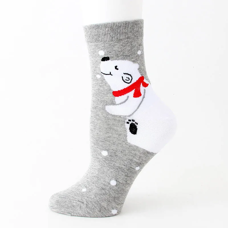 B Cotton Socks Cute Funny Women Sock Colorful Cartoon Kawaii Santa Elk Socks Christmas Gift For Girls Cute funny design#F - Цвет: B