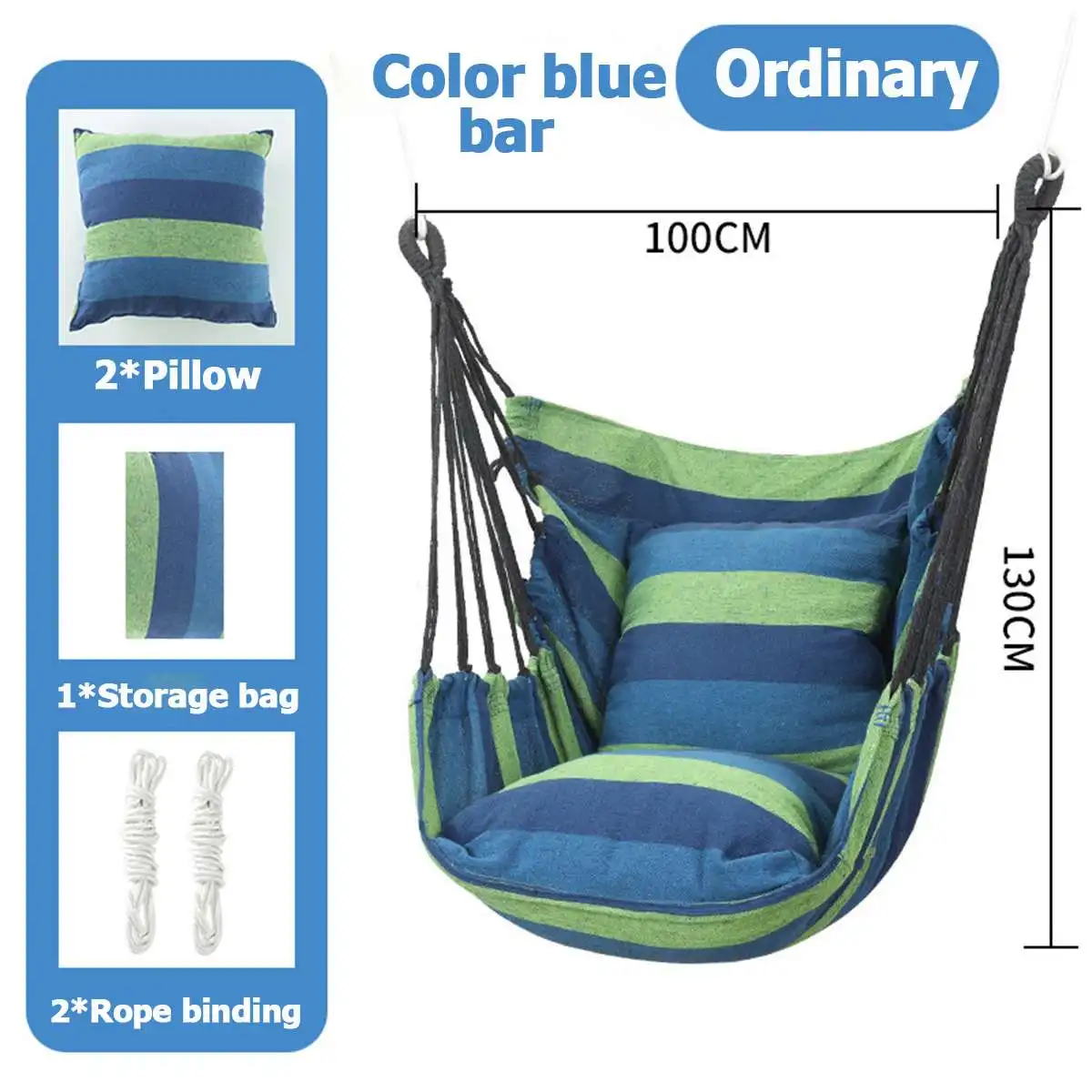 

Portable Hammock Chair Hanging Rope Chair Swing Chair Seat with 2 Pillows for Garden Indoor Outdoor Fashionable Hammock Swings