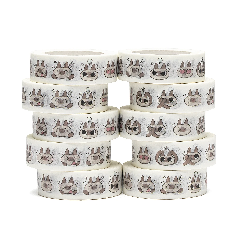 

NEW 10pcs/Lot 15mm x 10m Cute Small Bean Paste Animals Scrapbook Paper Masking Adhesive Washi Tape set designer mask