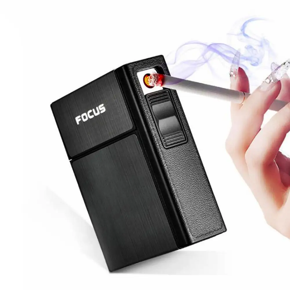 Чехол для сигарет 2 в 1 перезаряжаемая USB Зажигалка курения беспламенная