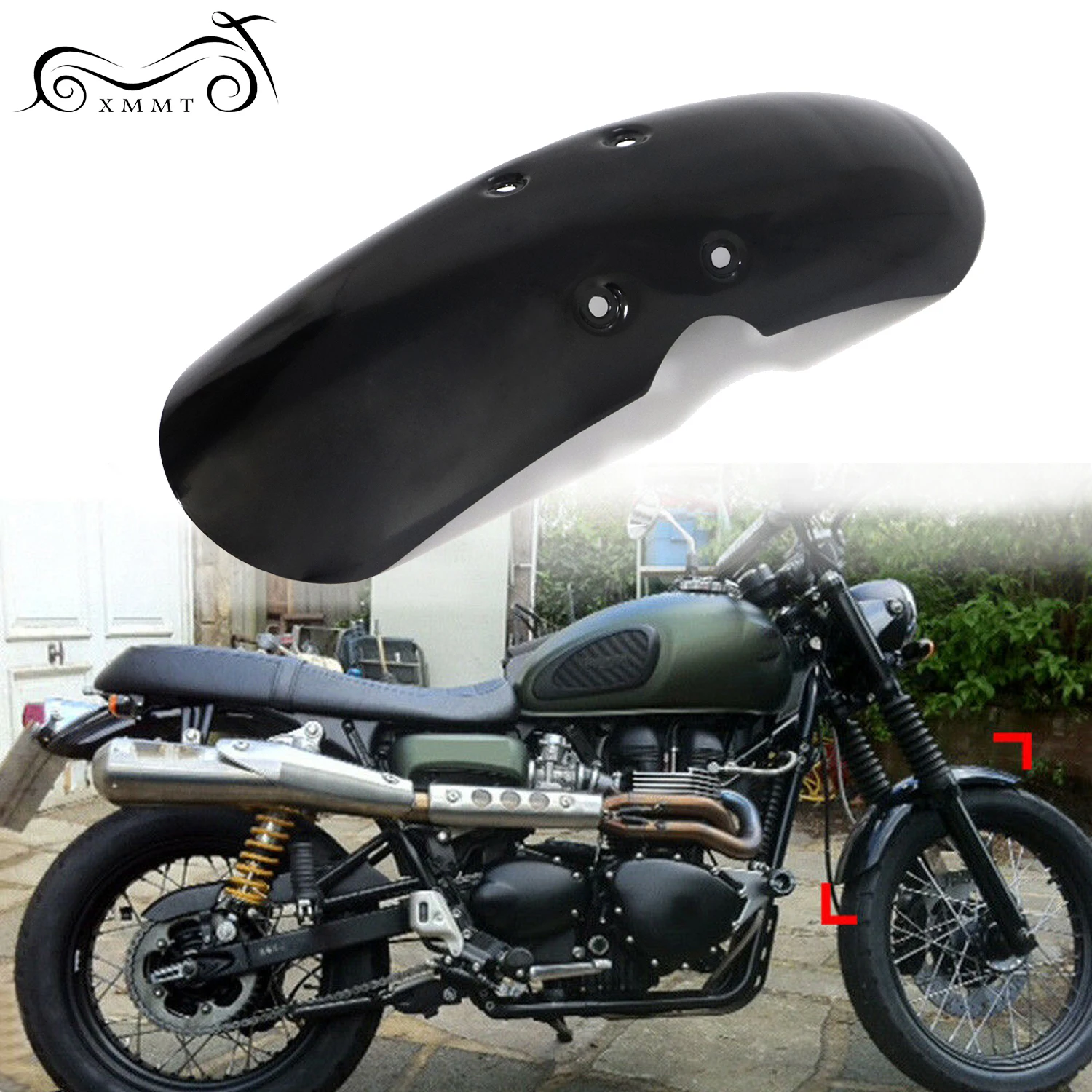 Черное стальное короткое переднее крыло для мотоцикла брызговик триумфа