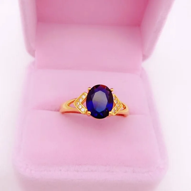 

OMHXFC Jewelry Wholesale YM392 European Fashion Hot Fine Woman Girl Party Birthday Wedding Gift Oval AAA Zircon 24KT Gold Ring