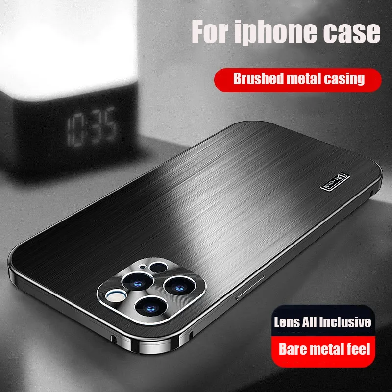 

For Iphone 12 Pop Mobile Phone Case 12promax Laser Metal Brushed Lens all-inclusive anti-fall Protection Case