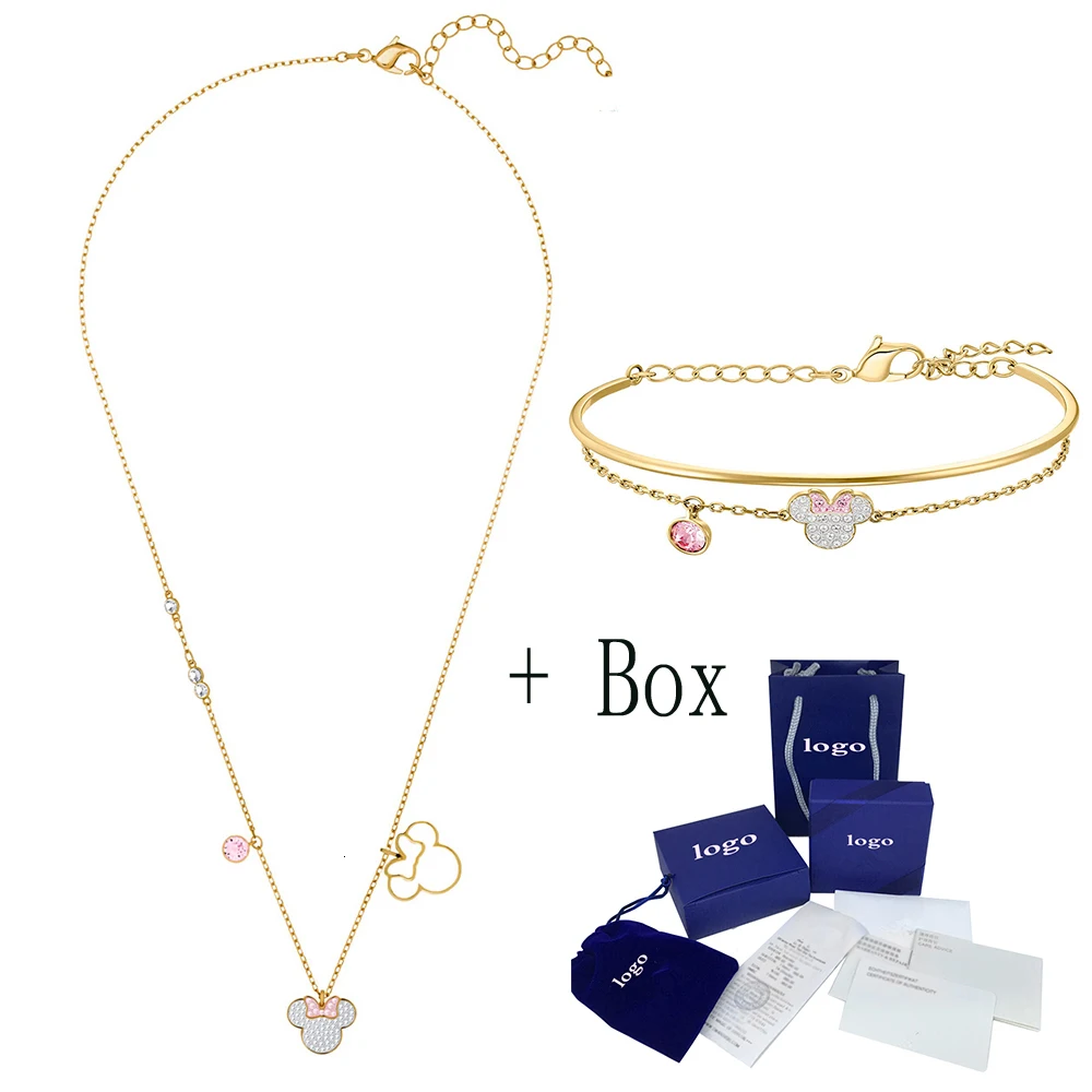 Новый ювелирный костюм милый браслет ожерелье с узором Микки Мауса идеально