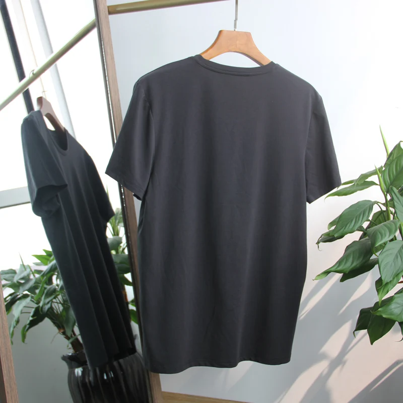 

Men's Cotton and viscose shirt Crew neck short sleeve shirt Causal Basic Solid color T-shirt Male High Quality Classical Tops
