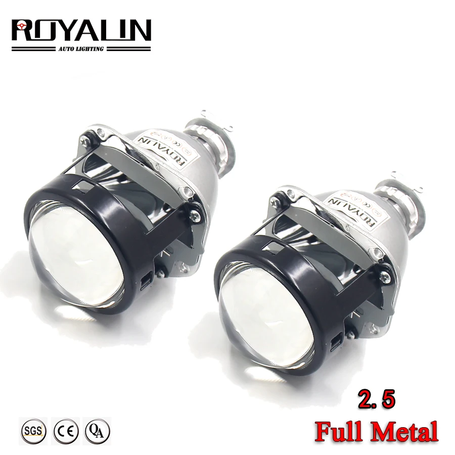 ROYALIN Автомобильный стильный галогенный светильник с полным металлическим H1-мини-проектором HID Bi Xenon, 2,5 H4 H7 Авто-маски автоматического гатлинга.