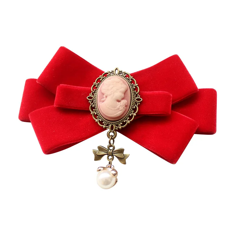 

Handmade Vintage Red Velvet Bow Ties Collar Professional Dress Student Workwear Bowties Accessories Gifts for Men Accessories