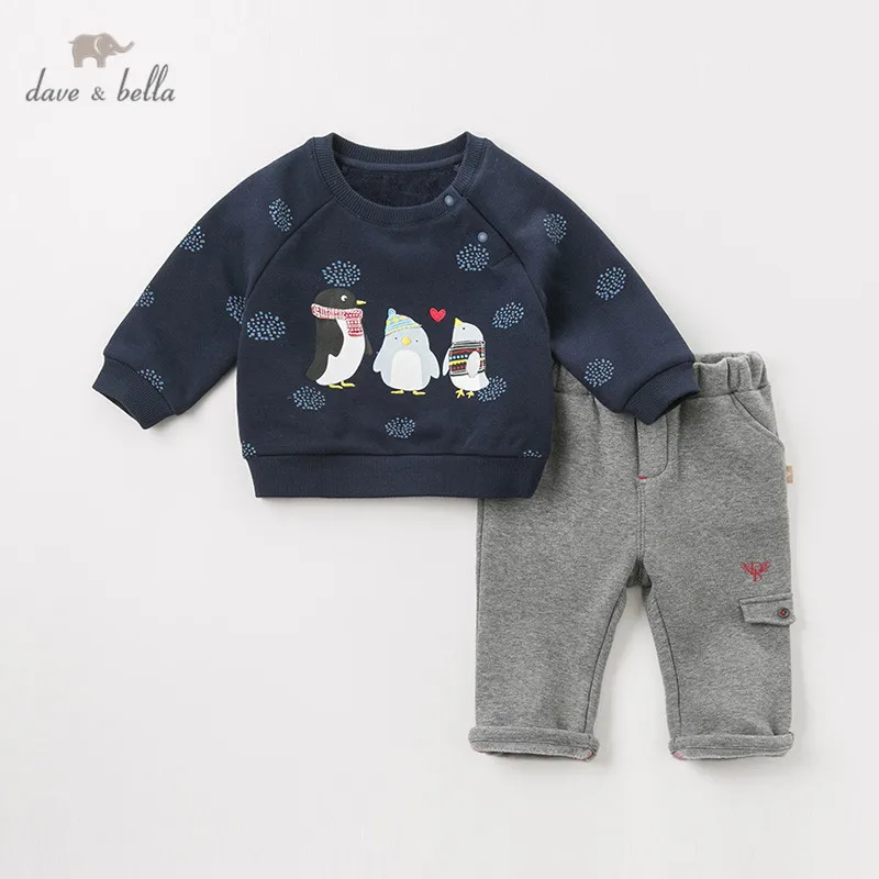 DBJ10992 dave bella/осенние комплекты одежды для активного отдыха для маленьких мальчиков комплекты со штанами с длинными рукавами детская одежда с принтом