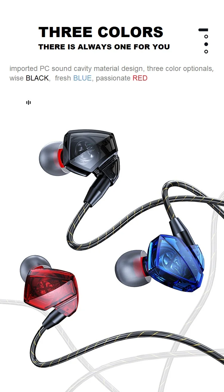 

New Style In-ear Wire-controlled Heavy Bass HIFI Universal Music Earphones Sports Gaming Headphones HD Sound 3.5mm Jack With MIC