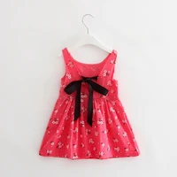 2022 yellow girl printing dress party wear summer soft cotton clothing summer sleeveless dress kids outfits