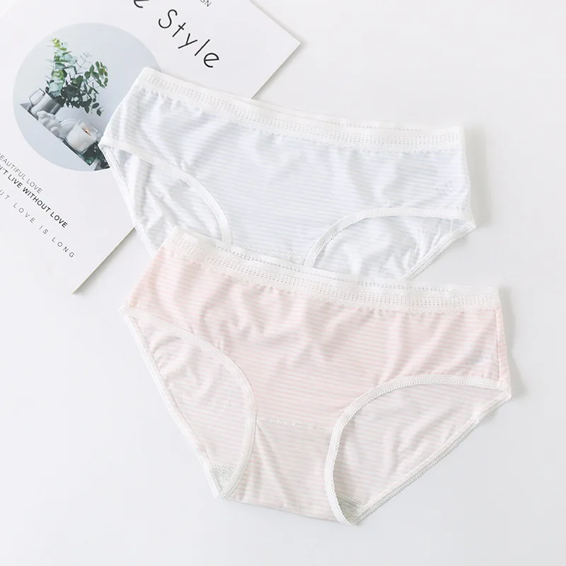 Knicker женские свежие студенческие Полосатые стильные мягкие трусы в японском