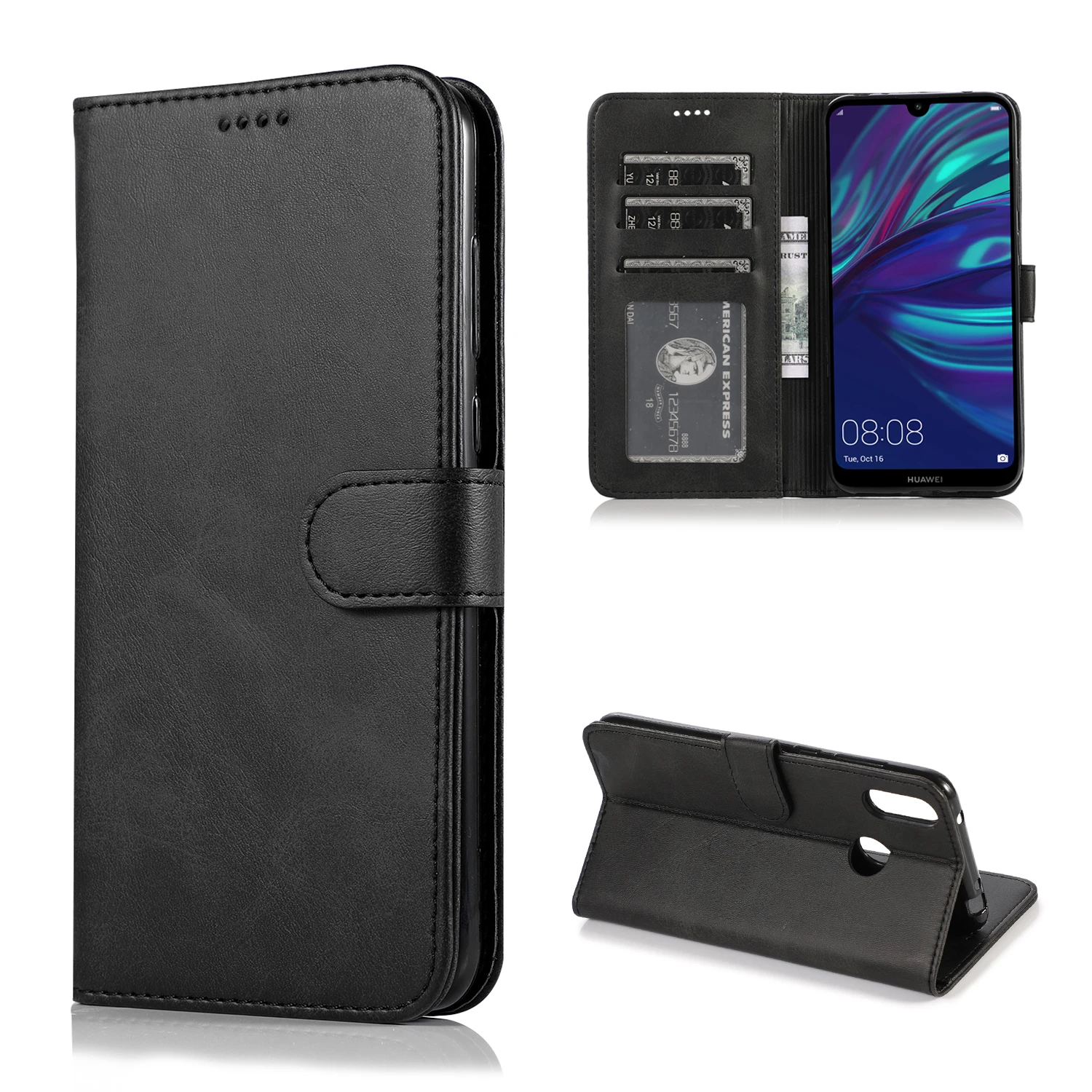 Кожаный флип-чехол-кошелек для Huawei Y7, Модный Роскошный чехол для телефона из искусственной кожи, силиконовый плотный чехол для Huawei