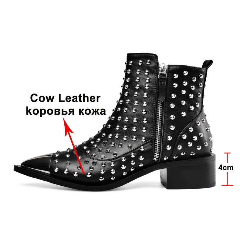 Женские ботильоны из натуральной кожи Meotina осенние короткие ботинки на толстом