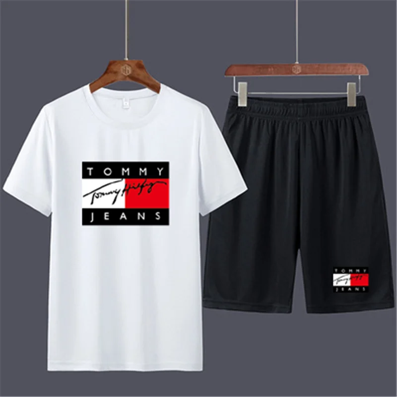 

2021 New Summer men's tracksuit, Men's Ice silk Breathable Casual Sports Suit, Men's T shirt + Men's shorts Women's Sports suit