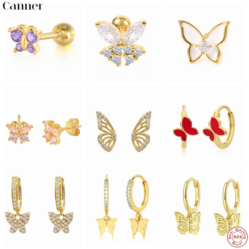 

BOAKO 925 стерлингового серебра в Корейском стиле элегантное милое стразы бабочка серьги-гвоздики в виде капель с кристаллами в форме; Мода для ...