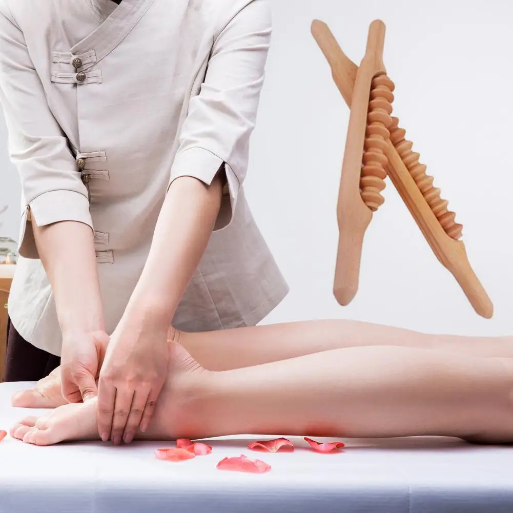 

360 Degree Rotatable Massage Roller Convenient Beech Sport Injury Muscle Massager Health Care Tool