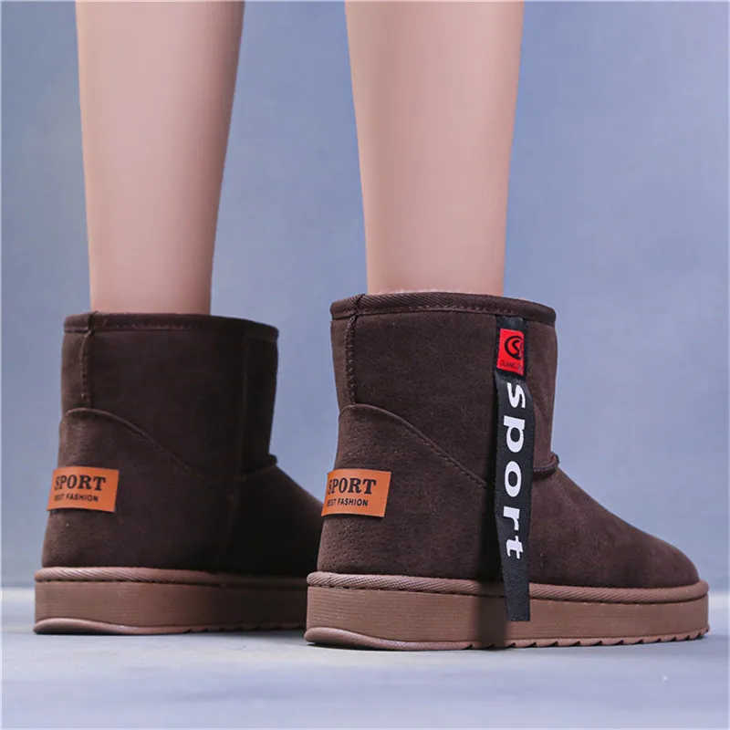 Женские ботильоны из флока WWKK теплые зимние ботинки с плюшевой стелькой на меху