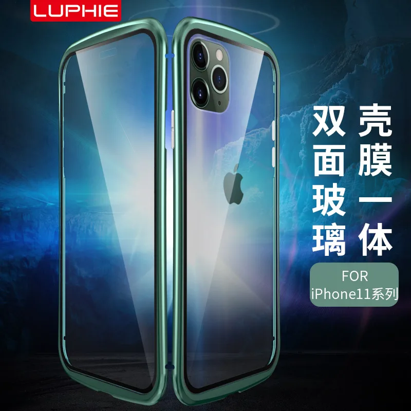 Броня металлическая рамка Магнитный чехол для iPhone 11 Pro Max чехол двойное закаленное стекло полное покрытие для iPhone 11 Pro Max Funda