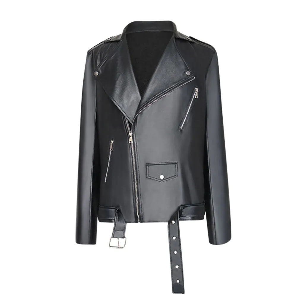 S-3XL Plus Size Men Vintage Faux Leather Jacket Biker Motorcycle Zipper Long Sleeve Punk Style Male Coat Top Outwears Red Black | Мужская