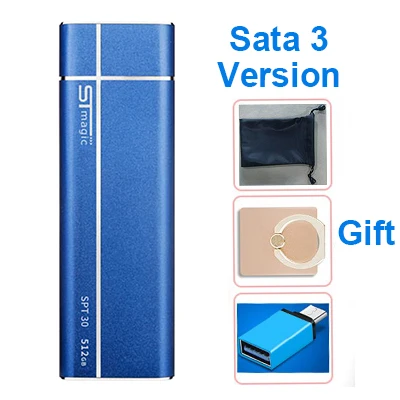 Stmagic Spt30 металлический Портативный SSD USB 3,1 128 ГБ 256 512 1 ТБ 2 ТБ внешний твердотельный накопитель для ноутбука проектор для мобильного телефона - Цвет: Blue Sata 3
