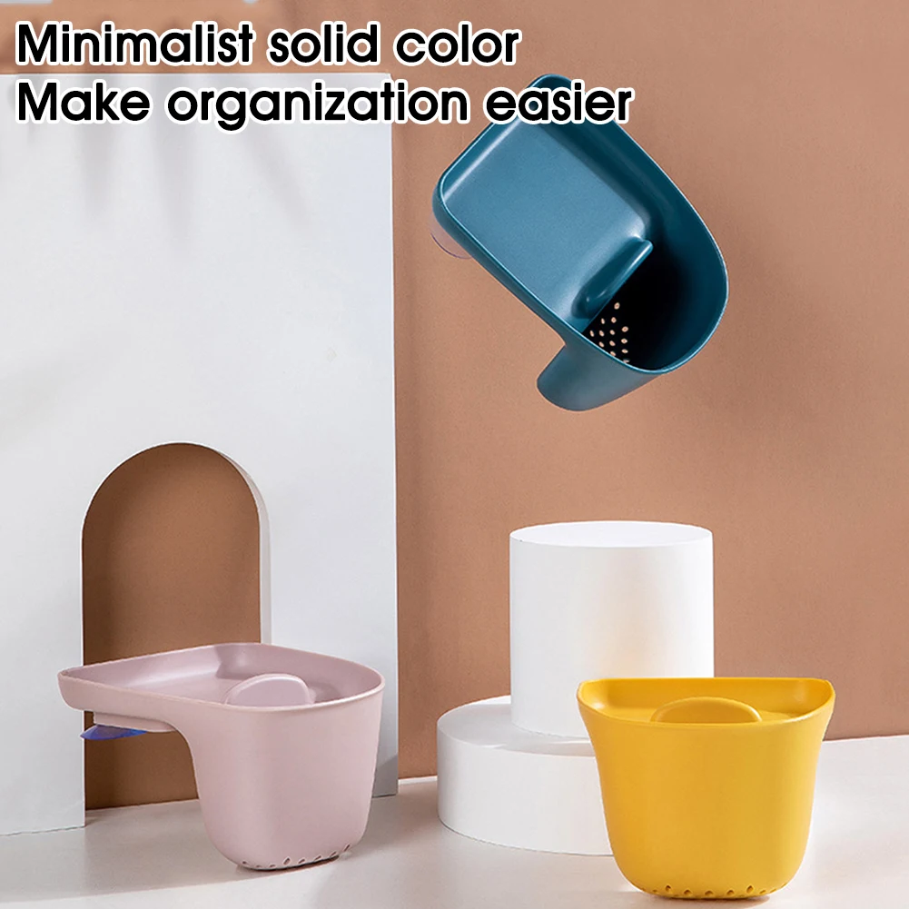 

Kitchen Sponge Plastic Holder Sink Caddy Organizer 2 Suction Cups Drain Tank Hollow-out Bottom Drains Bathroom Universal Supply