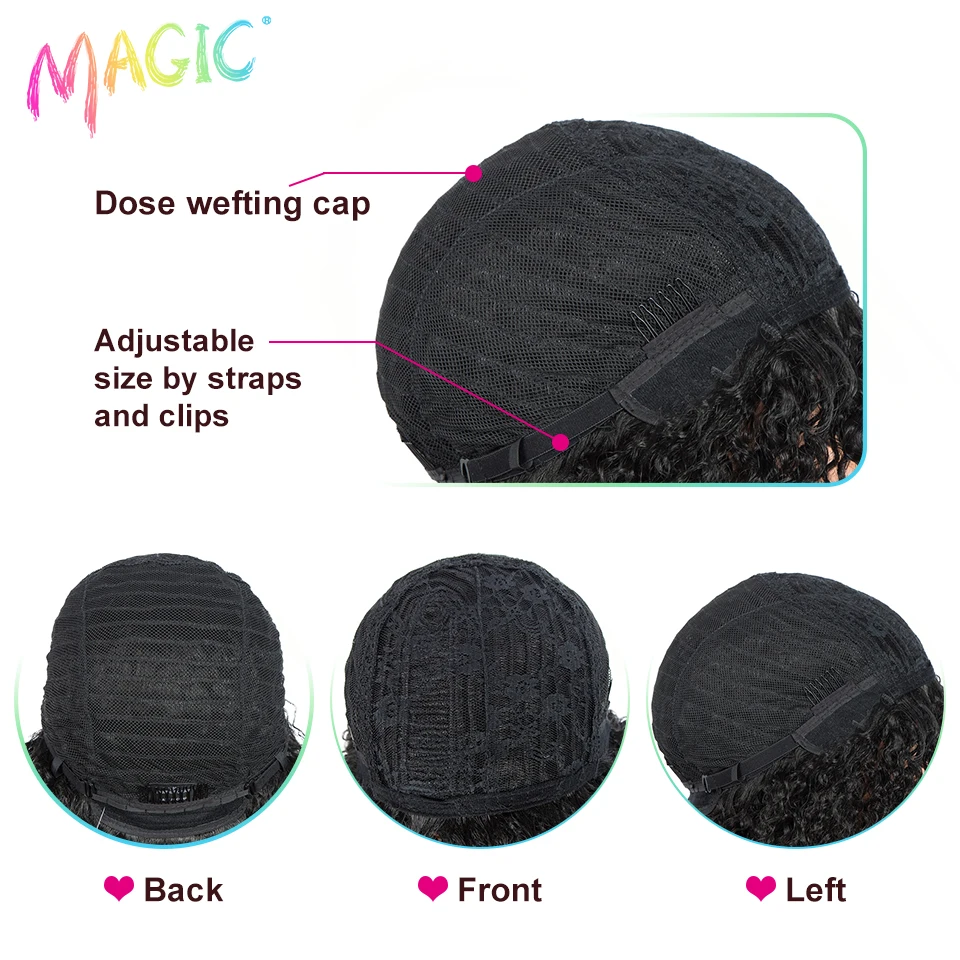

Magic 16inches Nature Afro Kinky Curly Wig Side Part Black Synthetic Long Wigs For Black Women Heat Resistant Fiber Curly Wig