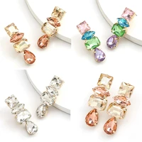 rhinestone water drop dangle earrings womens elegant temperament jewelry accessories girls fashion