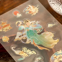 2 pcs vintage chinese style stickers aesthetic antiquity decorative stationery labels sticker scrapbooking diary junk journal