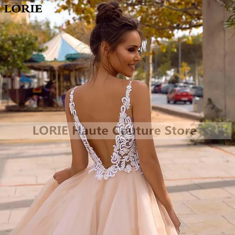 Свадебное платье LORIE цвета шампанского ТРАПЕЦИЕВИДНОЕ ПЛАТЬЕ С v образным