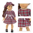 NewHat с красной клетчатой юбкой подходит для американской куклы 18-дюймовая кукольная одежда, обувь в комплект не входит.