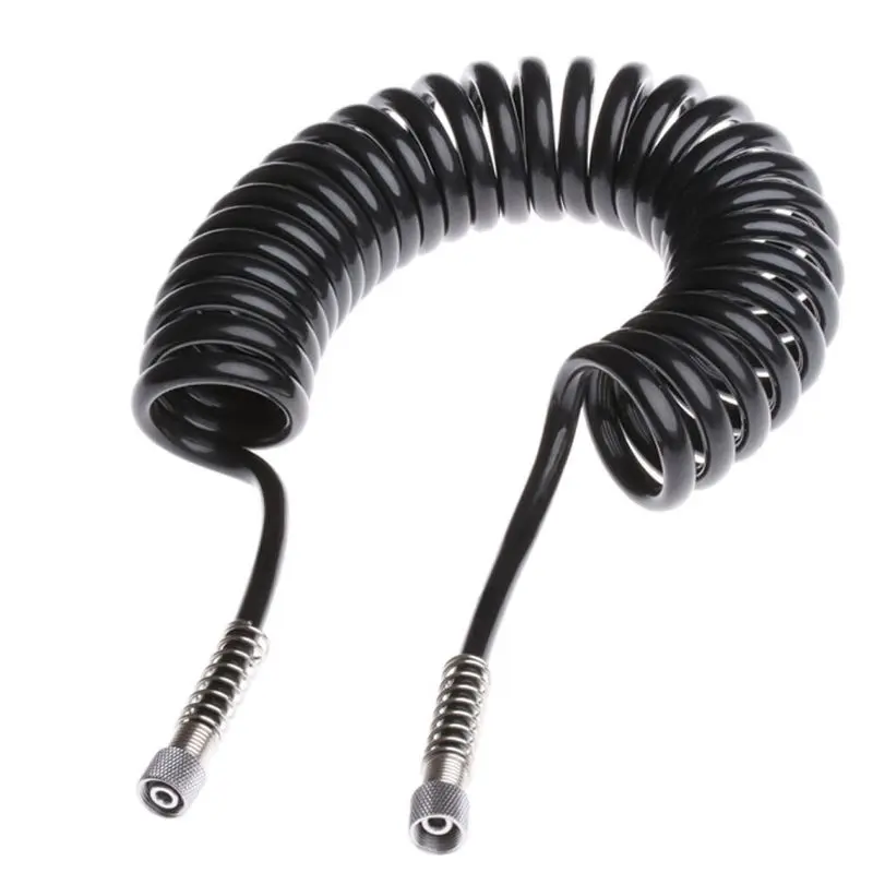 

4 x 6mm Flexible PU Recoil Hose Spring Tube Black For Compressor Air Tool New