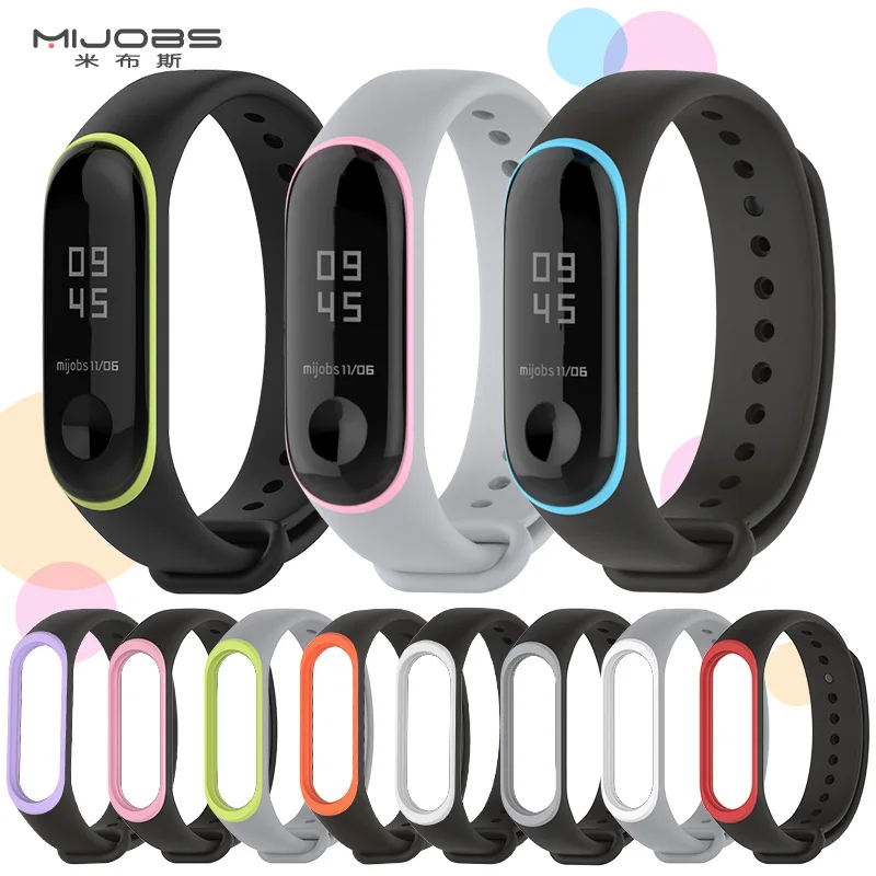 Ремешок силиконовый для смарт-часов Mi Band 3 4 цветной спортивный водонепроницаемый