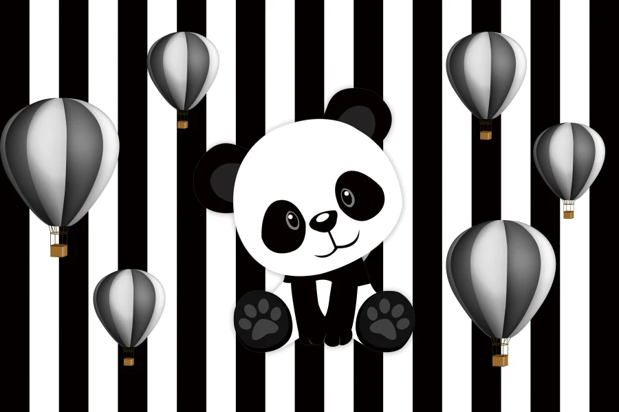 NZY06698 Панда день рождения Bamboos облако черно-белая полоса детские Портретные Фото фоны фотографический фон для фотостудии - Цвет: NZY06698