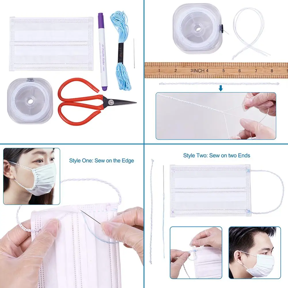 

2mm 3mm White Flat Band Elastic Rope Thread Stretch String for Face Mask Ear Loop Mask Elastic Cord DIY Disposable Mask Material