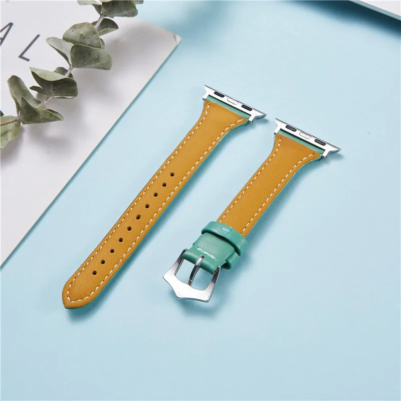 

REMZEIM Women Leather Watchbands for Apple Watch Band 38mm 40mm 42mm 44mm strap for iwatch Series 6 5 4 3 2 1 SE Bracelet