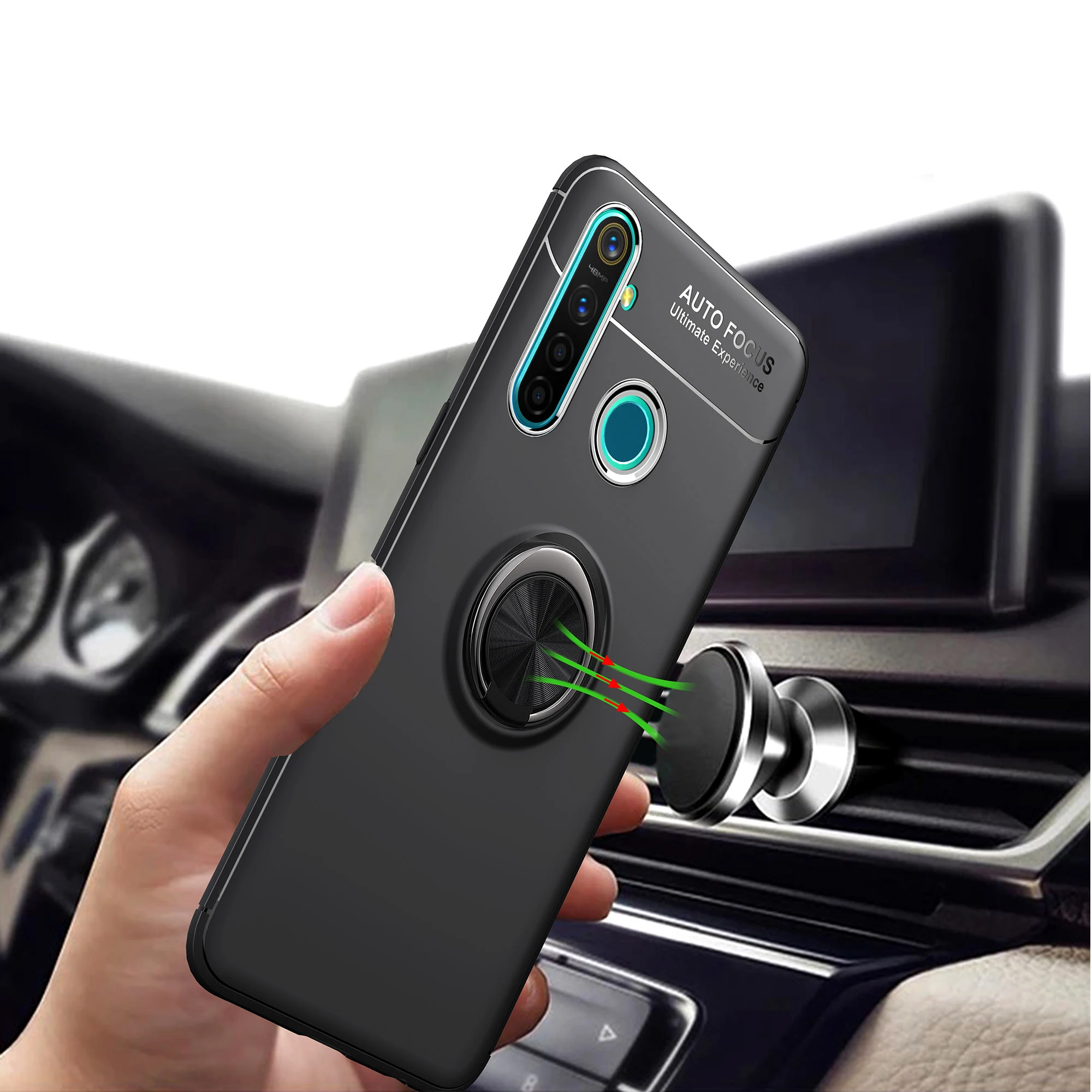 Чехол Realme X2 Pro с кольцом держателем на палец поворотом 360 градусов автомобильный