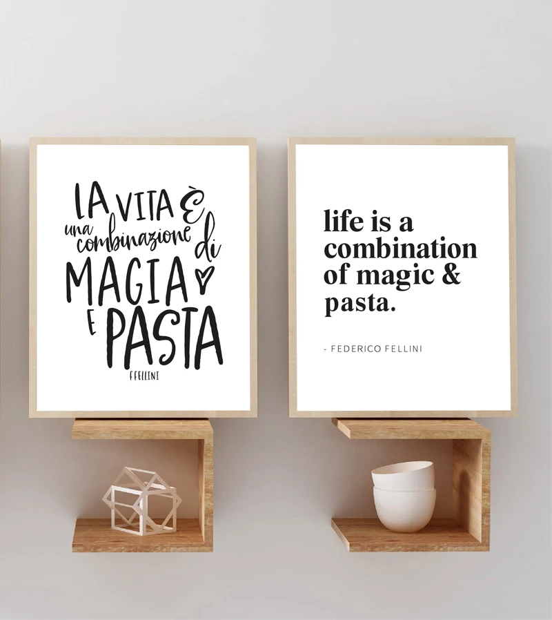 

Beautiful Italian Kitchen Room Decor Canvas Painting Magic & Pasta Quote Poster Italy Wall Art Decor Lovers Prints Restaurant