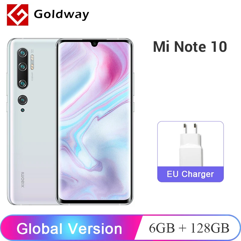 Global Version Xiaomi Mi Примечание 10 6GB RAM 128GB ROM мобильный телефон 108MP Penta камера Snapdragon 730 г 6
