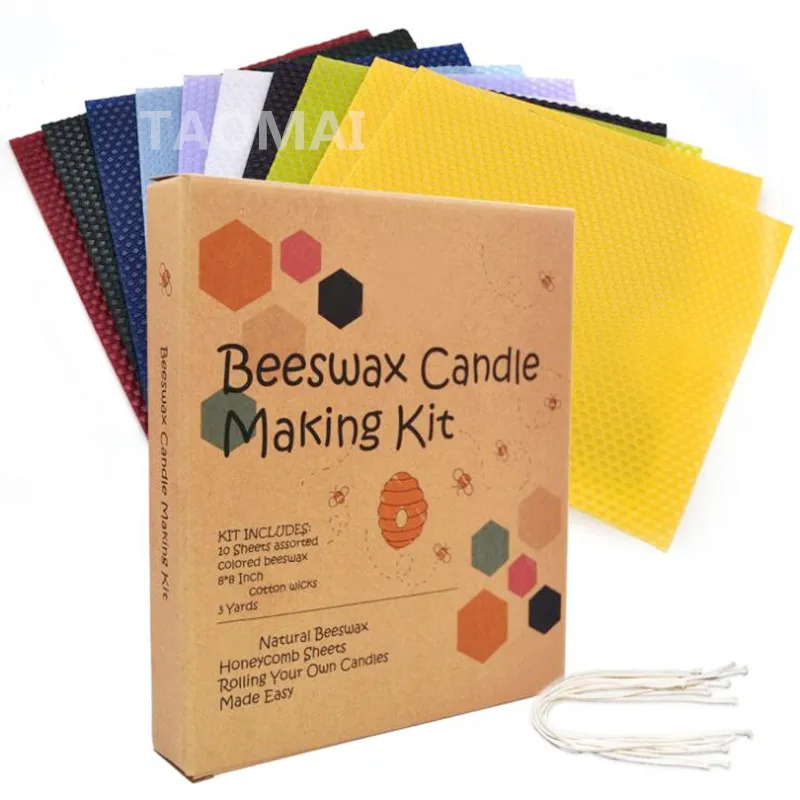 

Воск в виде сот для детей ручной работы, 10 шт., материал для изготовления свечей «сделай сам», в рулоне, разноцветный воск, Набор предметов
