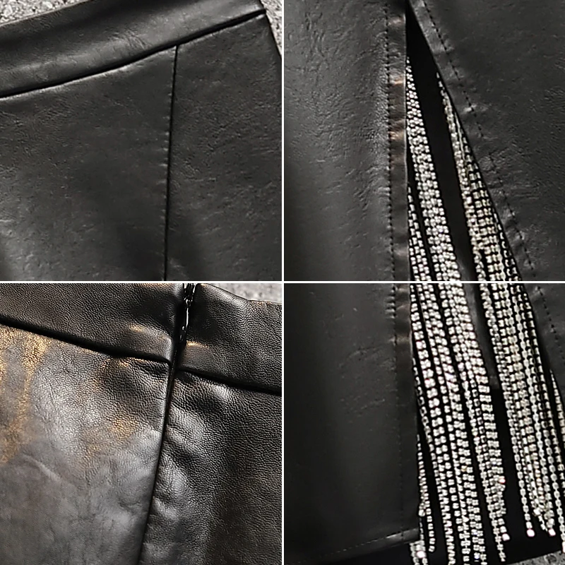 Женская Кожаная Мини-юбка черная короткая юбка из искусственной кожи с высокой