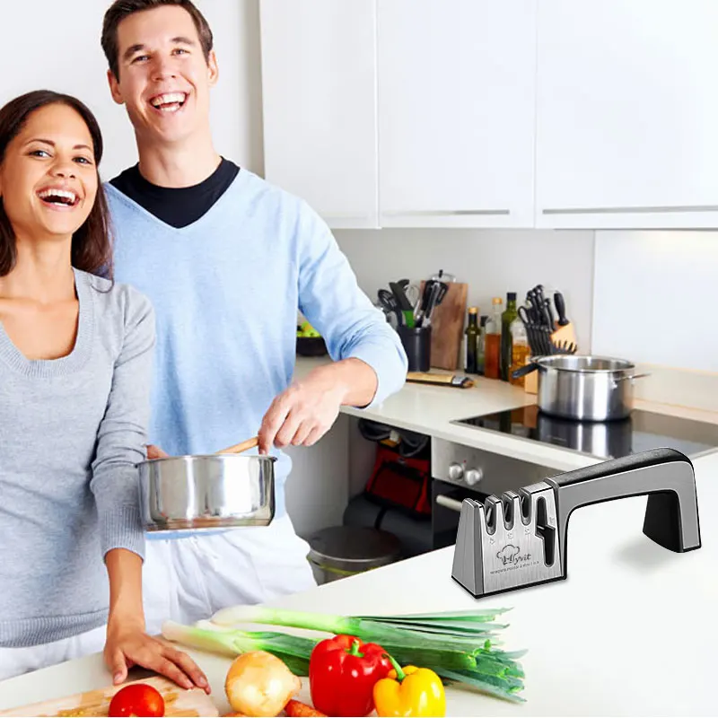 Точилка для ножей 4 в 1 с алмазным покрытием и ampFine керамический стержень система